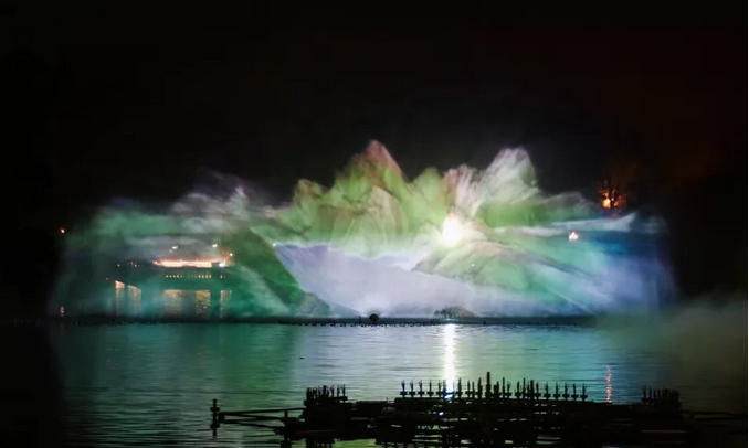 刷屏的江门玉湖3D喷泉投影灯光秀，竟是集成了七大模块，这波操作服了！